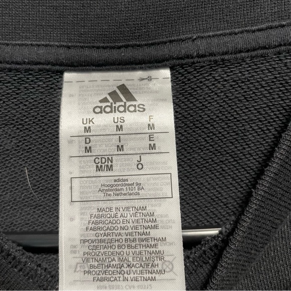 Adidas Crew Neck Pullover Logo Sweater Men’s Size Medium Black & White - Picture 6 of 7